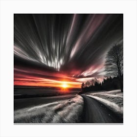 Sunset Over A Road 1 Canvas Print