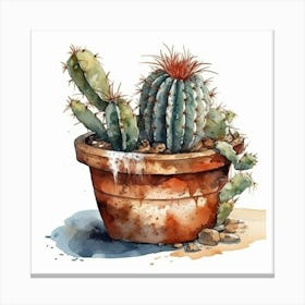 Watercolor Cactus 4 Canvas Print