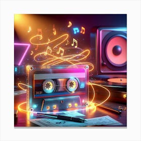 Neon Music Background Canvas Print