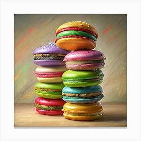 Stack Of Colorful Macarons 1 Canvas Print