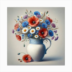 Flowers In A Vase, Acrylic Style Painting Canvas Print