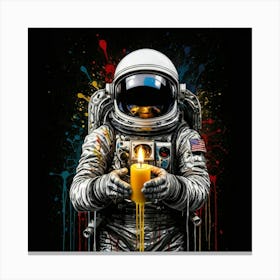 Spaceman with candle Canvas Print