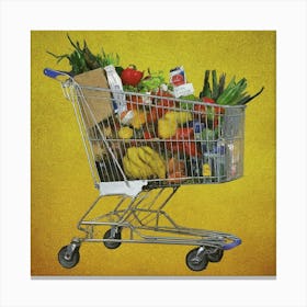 Shopping Cart Full Of Food Canvas Print