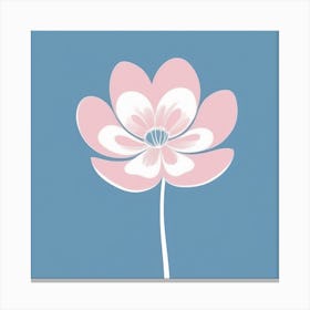 A White And Pink Flower In Minimalist Style Square Composition 61 Canvas Print