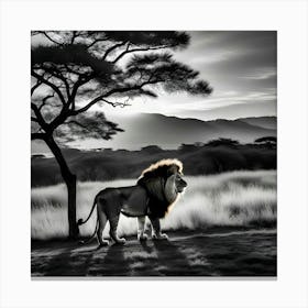 Lion In The Savannah 1 Canvas Print