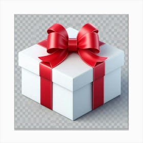 White Gift Box With Red Ribbon 1 Canvas Print