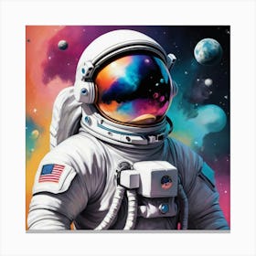 Astronaut Colorful Illustration Art Print 1 Canvas Print