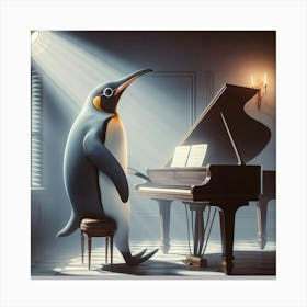 Penguin At The Piano Canvas Print
