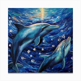 Dolphins In The Ocean Canvas Print