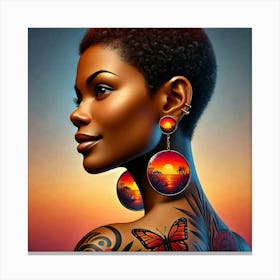 Butterfly Tattooed Confident Black Woman Canvas Print