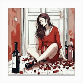 Girl Sitting On The Floor 1 Canvas Print