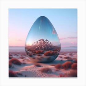 Mirrored Egg In The Desert Canvas Print