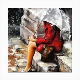 Girl With Umbrella 1 Canvas Print