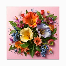 Watercolor paper flowers Canvas Print