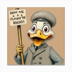 Duck Holding A Sign Canvas Print