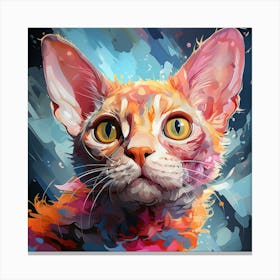 Colorful Cat Portrait Toile