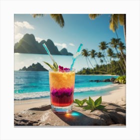 Tropical Drink On The Beach 4 Canvas Print