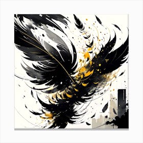 Black And Gold Feathers Canvas Print