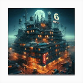 Motel 6 Abandoned City Post Apoloclyptic Dystopia Style C Canvas Print