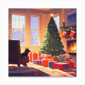 Christmas Tree In The Living Room 40 Canvas Print