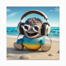 Little Monster With Headphones 1 Canvas Print