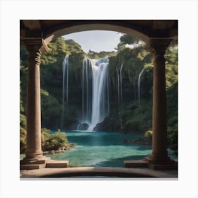 Surreal Waterfall Inspired By Dali And Escher 1 Canvas Print