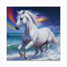 White Rainbow Horse Canvas Print