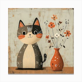 Cat With Flowers 17 Canvas Print