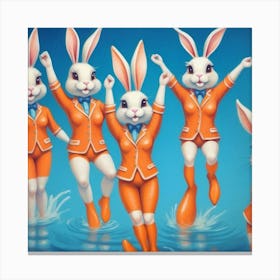 Rabbits In The Water Canvas Print