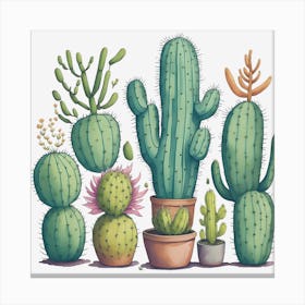 Watercolor Cactus 4 Canvas Print