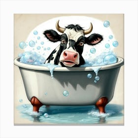 Cow Taking A Bath 1 Canvas Print