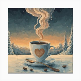 Coffee Cup With Heart Canvas Print