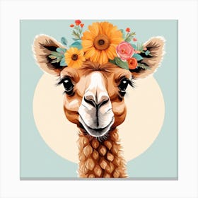 Floral Baby Camel Nursery Illustration (4) Canvas Print