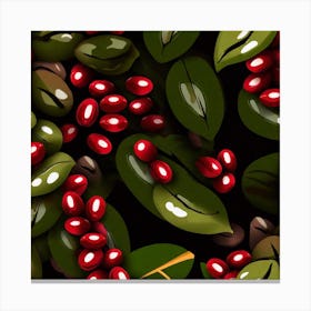 Seamless Pattern With Coffee Beans Canvas Print