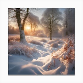 A Blanket of Snow across the Winter Woodland Landscape 1 Canvas Print