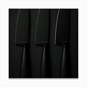 Three Knives On A Black Surface Canvas Print