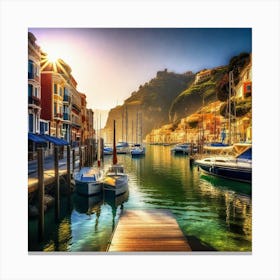 Sunset In Port Canvas Print