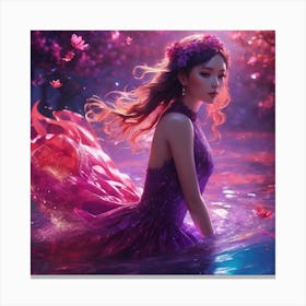 Beautiful Girl In Water Canvas Print