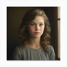 Girl In A Window Canvas Print