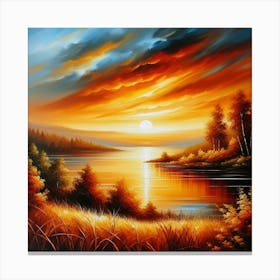 Sunset By The Lake Canvas Print