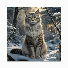 Cat In The Snow 1 Canvas Print