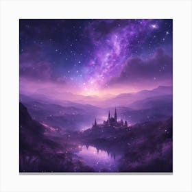 Purple sky and castle Canvas Print
