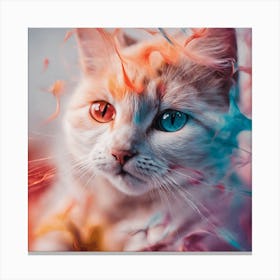 Cat With Colorful Eyes Canvas Print