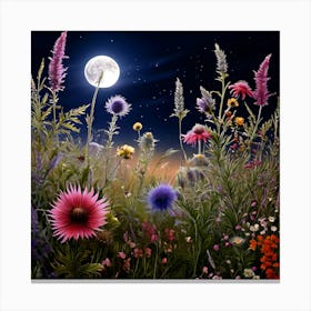 Wildflowers At Night Canvas Print