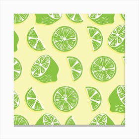 Lime Pattern On Pastel Yellow Square Canvas Print