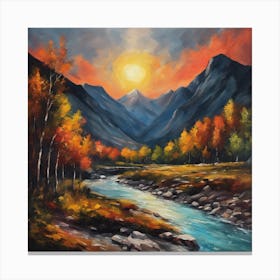 Sunset In The Mountains Canvas Print