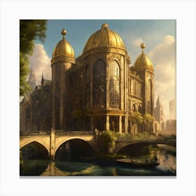 A Small Fantasy City With A Massive Gothic Inspire (15) Canvas Print