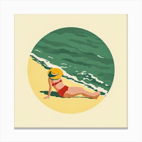 Woman Enjoying The Sun At The Beach Canvas Print