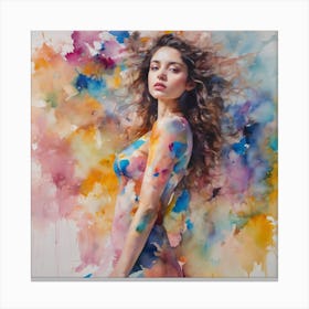 Watercolor Of A Woman Canvas Print