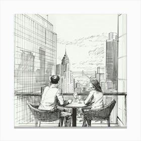 Couple Sitting On A Balcony Canvas Print